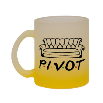 Friends Pivot, Κούπα γυάλινη δίχρωμη με βάση το κίτρινο ματ, 330ml