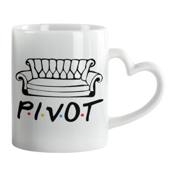 Friends Pivot, Mug heart handle, ceramic, 330ml