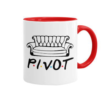Friends Pivot, Κούπα χρωματιστή κόκκινη, κεραμική, 330ml