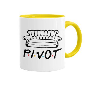 Friends Pivot, Κούπα χρωματιστή κίτρινη, κεραμική, 330ml