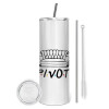 Tumbler stainless steel 600ml, with metal straw & cleaning brush