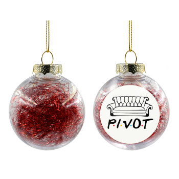 Friends Pivot, Χριστουγεννιάτικη μπάλα δένδρου διάφανη με κόκκινο γέμισμα 8cm