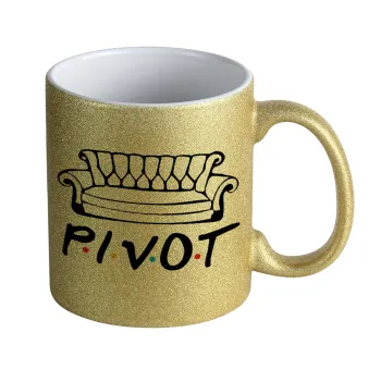 Friends Pivot, Κούπα Χρυσή Glitter που γυαλίζει, κεραμική, 330ml