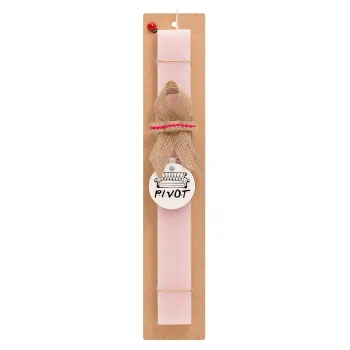 Friends Pivot, Easter Set, wooden keychain & scented flat Easter candle (30cm) (PINK)