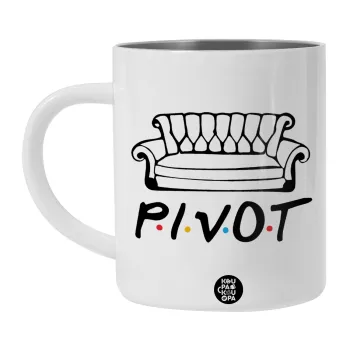 Friends Pivot, BIG Mug Stainless steel double wall (450ml, White)