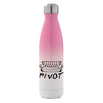Friends Pivot, Metal mug thermos Pink/White (Stainless steel), double wall, 500ml