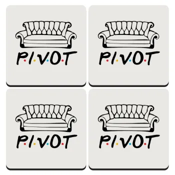 Friends Pivot, ΣΕΤ 4 Σουβέρ ξύλινα τετράγωνα (9cm)