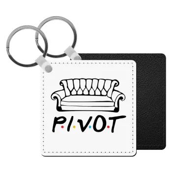 Friends Pivot, Μπρελόκ Δερματίνη, τετράγωνο ΜΑΥΡΟ (5x5cm)