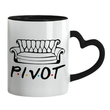 Friends Pivot, Mug heart black handle, ceramic, 330ml