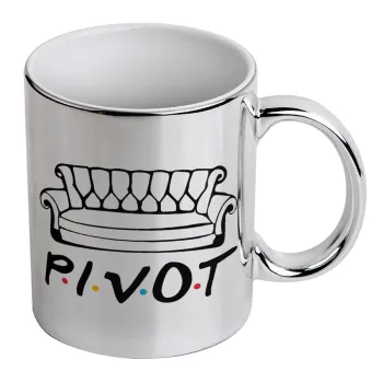 Friends Pivot, Κούπα κεραμική, ασημένια καθρέπτης, 330ml