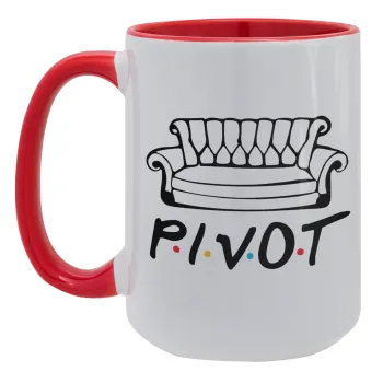 Friends Pivot, Κούπα Mega 15oz, κεραμική Κόκκινη, 450ml