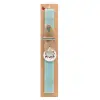 Easter Set, wooden keychain & aromatic flat Easter candle (30cm) (TURQUOISE)