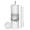 Tumbler ποτήρι θερμό από ανοξείδωτο ατσάλι 600ml, με μεταλλικό καλαμάκι & βούρτσα καθαρισμού