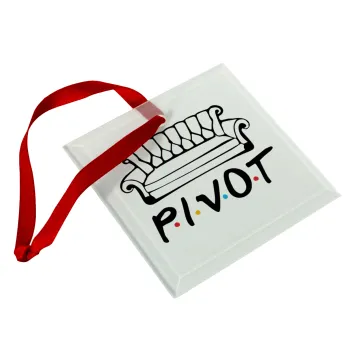 Friends Pivot, Στολίδι Χριστουγεννιάτικο στολίδι γυάλινο τετράγωνο 9x9cm