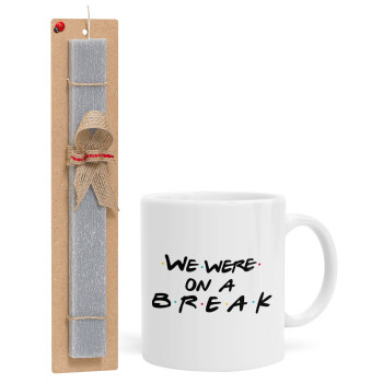 Friends we were on a break, Easter Set, Ceramic Cup (330ml) & Easter aromatic flat candle (30cm) (GRAY)