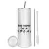 Tumbler stainless steel 600ml, with metal straw & cleaning brush