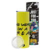 Neon Yellow Travel Tumbler, with metal straw (Stainless steel 304 Food grade, BPA free, 600ml)