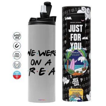 Friends we were on a break, Tumbler stainless steel GREY 600ml