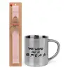 Easter Set, metallic thermal cup (300ml) & aromatic flat Easter candle (30cm) (PINK)