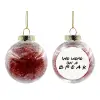 Transparent Christmas tree ball ornament with red filling 8cm
