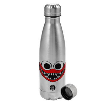 Huggy wuggy, Metallic water bottle, stainless steel, 750ml