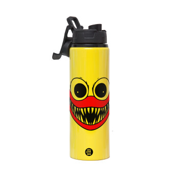 Huggy wuggy, Metallic water bottle with safety lid, 850ml aluminum