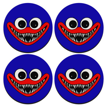 Huggy wuggy, SET of 4 round wooden coasters (9cm)