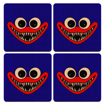 Huggy wuggy, ΣΕΤ x4 Σουβέρ ξύλινα τετράγωνα plywood (9cm)