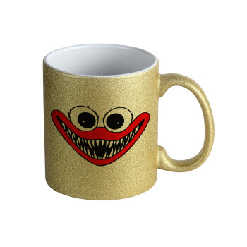 Huggy wuggy, Κούπα Χρυσή Glitter που γυαλίζει, κεραμική, 330ml