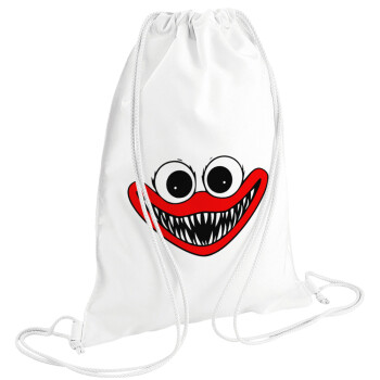 Huggy wuggy, Backpack pouch GYMBAG white (28x40cm)