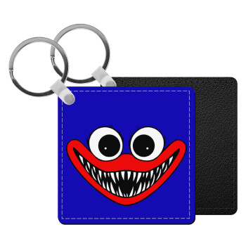 Huggy wuggy, Μπρελόκ Δερματίνη, τετράγωνο ΜΑΥΡΟ (5x5cm)