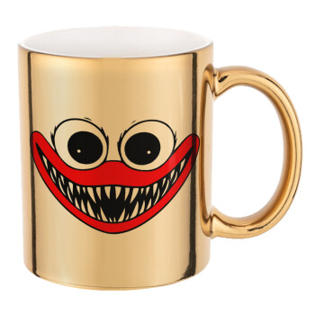 Huggy wuggy, Mug ceramic, gold mirror, 330ml
