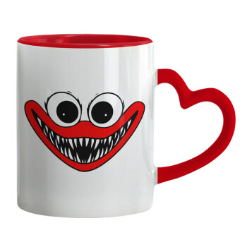 Huggy wuggy, Mug heart red handle, ceramic, 330ml