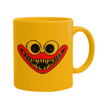 Huggy wuggy, Ceramic coffee mug yellow, 330ml (1pcs)