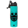 Metallic water bottle with safety lid, 850ml aluminum