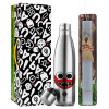 Easter Set, metallic stainless thermos flask (500ml) & scented flat Easter candle (30cm) (GRAY)