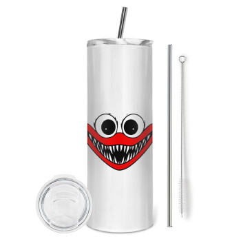 Huggy wuggy, Eco friendly stainless steel tumbler 600ml, with metal straw & cleaning brush