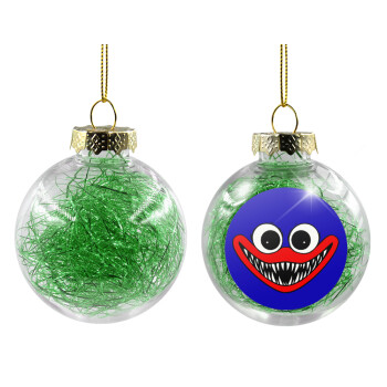 Huggy wuggy, Χριστουγεννιάτικη μπάλα δένδρου διάφανη με πράσινο γέμισμα 8cm
