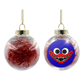 Huggy wuggy, Transparent Christmas tree ball ornament with red filling 8cm