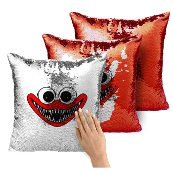 Huggy wuggy, Μαξιλάρι καναπέ Μαγικό Κόκκινο με πούλιες 40x40cm περιέχεται το γέμισμα