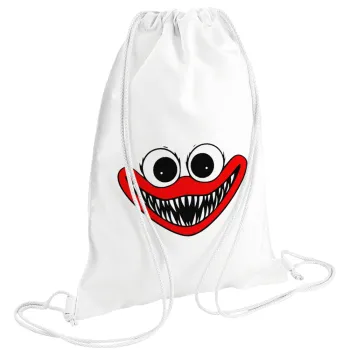 Huggy wuggy, Backpack pouch GYMBAG white (28x40cm)