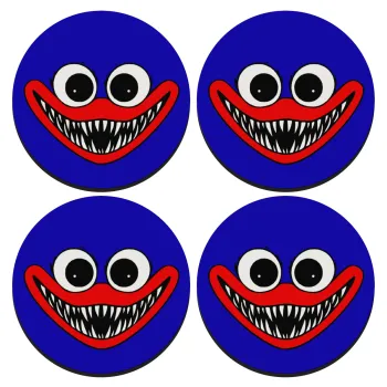Huggy wuggy, SET of 4 round wooden coasters (9cm)