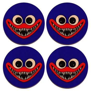 Huggy wuggy, ΣΕΤ x4 Σουβέρ ξύλινα στρογγυλά plywood (9cm)