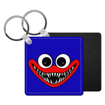 Huggy wuggy, Μπρελόκ Δερματίνη, τετράγωνο ΜΑΥΡΟ (5x5cm)