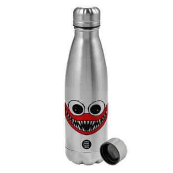 Huggy wuggy, Metallic water bottle, stainless steel, 750ml