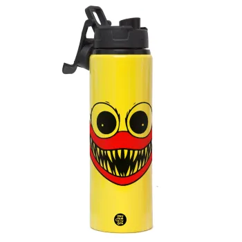 Huggy wuggy, Metallic water bottle with safety lid, 850ml aluminum