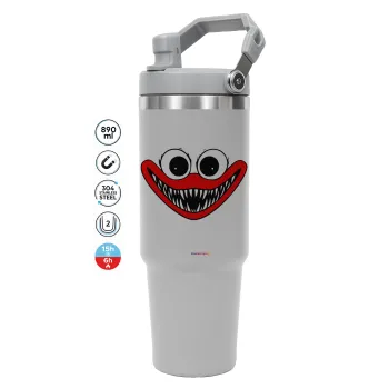 Huggy wuggy, ΓΚΡΙ χρώματος Θερμός Ανοξείδωτο 890ml (30oz) με χερούλι