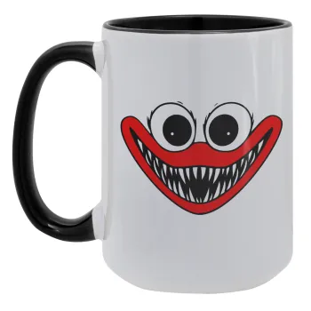 Huggy wuggy, Κούπα Mega 15oz, κεραμική Μαύρη, 450ml