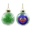 Transparent Christmas tree ball ornament with green filling 8cm
