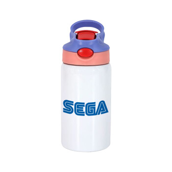 SEGA, Children's hot water bottle, stainless steel, with safety straw, pink/purple (350ml)